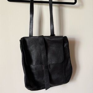 Duluth Trading Co Black Pebbled Leather Backpack Purse Minimalist